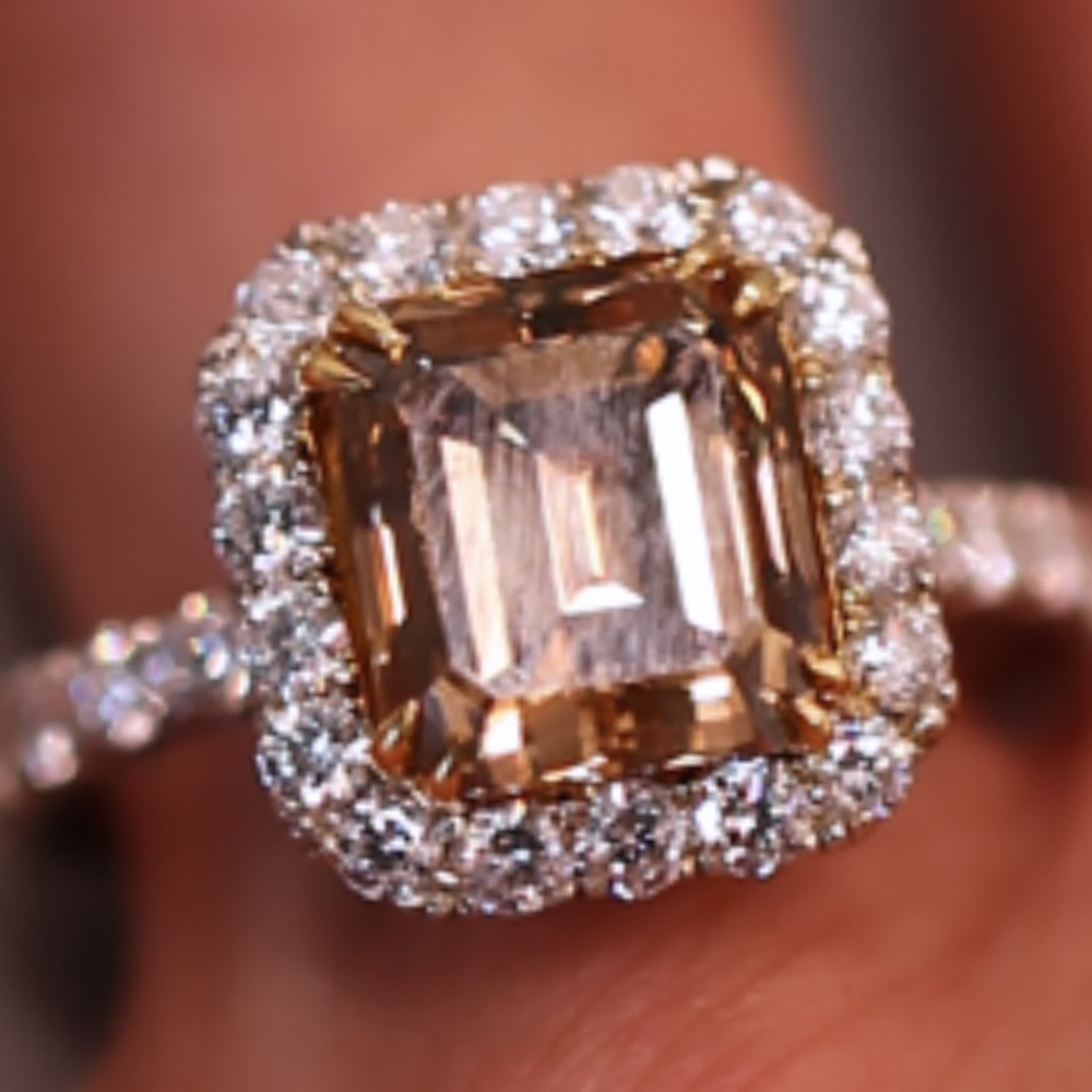 3.83 Carat Emerald Cut Diamond Halo Ring